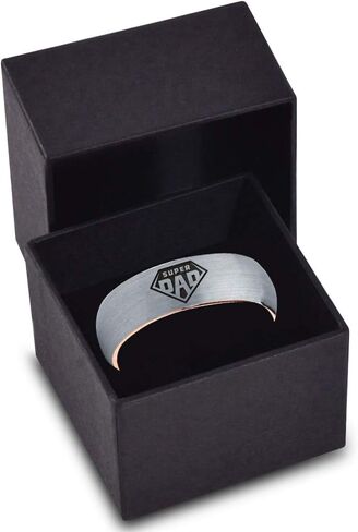 خاتم رمز Superhero Super Dad - فرقة Tungsten 8mm - الرجال - نساء - 18K Rose Gold Step Bevel Edge - أصفر - رمادي - أزرق - أسود - مصقول - حفل زفاف - هدية قبة شقة in Kuwait