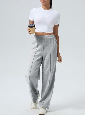 Aleumdr Women's Wide Leg Pants High Waist Casual Pants Fall 2025 Sweatpants Lounge Work Pants Slack with Pockets in Saudi Arabia
