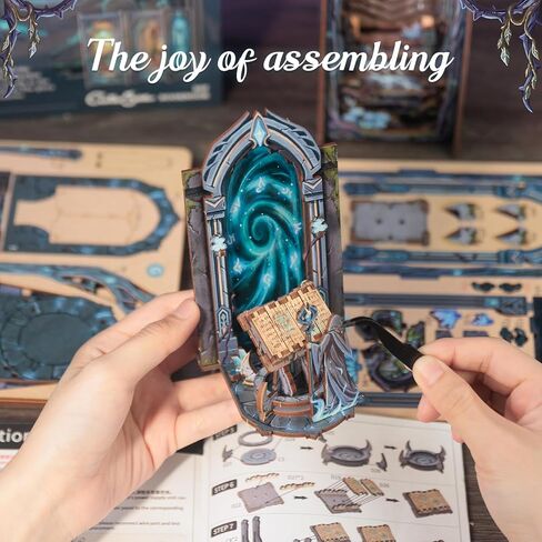 KuteFun Book Nook Kit ، DIY Miniature Dollhouse Tiny House Booknook Kit ، 3D Wooden Puzzle Bookend Decorfles Insert Decor in Kuwait