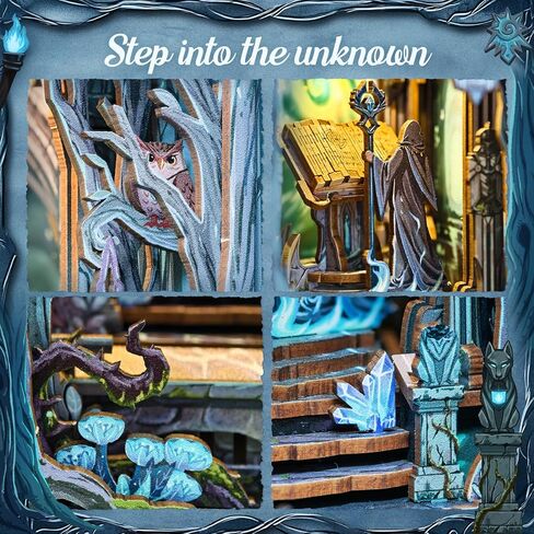 KuteFun Book Nook Kit ، DIY Miniature Dollhouse Tiny House Booknook Kit ، 3D Wooden Puzzle Bookend Decorfles Insert Decor in Kuwait