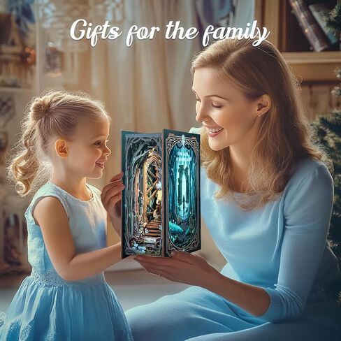 KuteFun Book Nook Kit ، DIY Miniature Dollhouse Tiny House Booknook Kit ، 3D Wooden Puzzle Bookend Decorfles Insert Decor in Kuwait