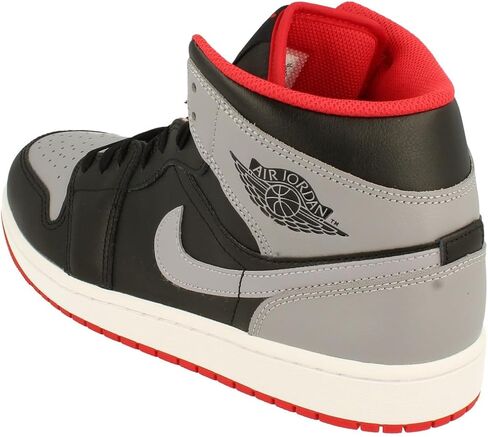 Nike Air Jordan 1 Mid Men's Shoes Black/Cement Grey-Fire Red DQ8426 006 (Black/Cement Grey-Fire Red, US Footwear Size System, Adult, Men, Numeric, Medium, 10.5) in Saudi Arabia