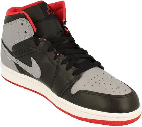 Nike Air Jordan 1 Mid Men's Shoes Black/Cement Grey-Fire Red DQ8426 006 (Black/Cement Grey-Fire Red, US Footwear Size System, Adult, Men, Numeric, Medium, 10.5) in Saudi Arabia