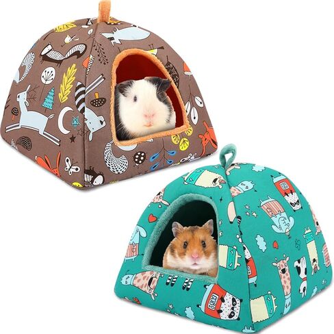 2 Pack Guinea Pig Bed, Guinea Pig Hideout Washable Small Animal House Cage Accessories for Dwarf Rabbits Chinchillas Hamsters Hedgehogs Ferrets Bearded Dragons and Rats in Kuwait