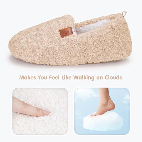 ATHMILE Fuzzy Slippers for Women House Slippers Memory Foam Curly Loafer with Polar Fleece Lining Indoor Outdoor Grey in Kuwait