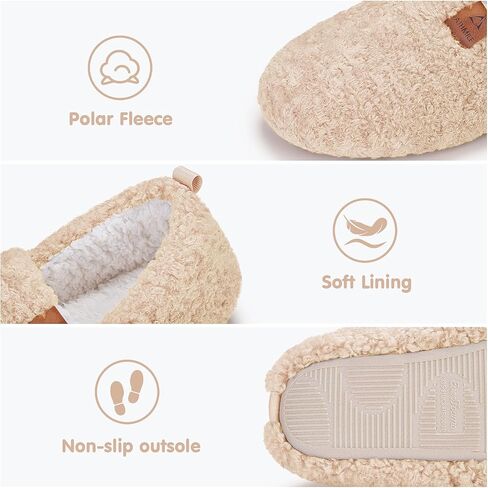 ATHMILE Fuzzy Slippers for Women House Slippers Memory Foam Curly Loafer with Polar Fleece Lining Indoor Outdoor Grey in Kuwait