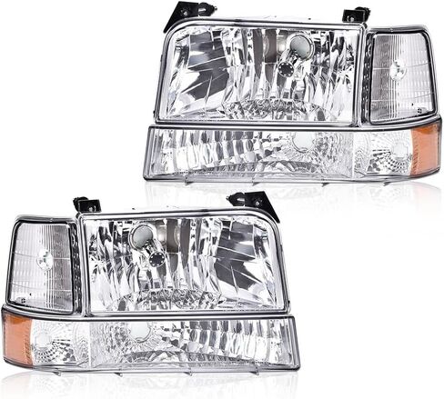 PIT66 LED BAR ANDERMBLY مجموعة متوافقة مع 1992-1996 FORD F150/F250/F350 BRONCO 1992 1993 1994 1995 1996 مصابيح الأمامية مع مصابيح الإشارة المصدفة CORNER CLEAR in Kuwait
