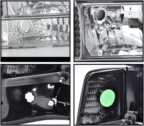 PIT66 LED BAR ANDERMBLY مجموعة متوافقة مع 1992-1996 FORD F150/F250/F350 BRONCO 1992 1993 1994 1995 1996 مصابيح الأمامية مع مصابيح الإشارة المصدفة CORNER CLEAR in Kuwait