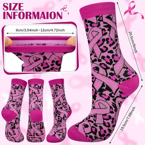 Haysandy 24 Pairs Breast Cancer Awareness Socks Bulk Soft Pink Ribbon Football Socks for Women Softball Volleyball Sport in Saudi Arabia