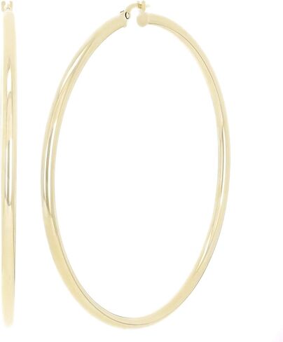 Italian 14k Yellow Gold High Polished Round Hoop Earrings in Saudi Arabia