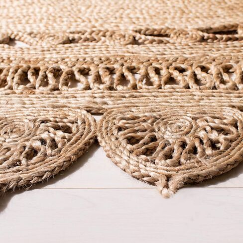 SAFAVIEH Natural Fiber Round Collection 3' x 5' Oval Natural NFB251A Handmade Boho Country Charm Jute Area Rug in Saudi Arabia
