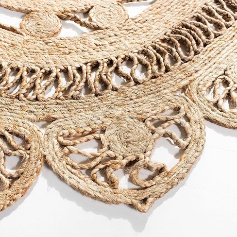 SAFAVIEH Natural Fiber Round Collection 3' x 5' Oval Natural NFB251A Handmade Boho Country Charm Jute Area Rug in Saudi Arabia