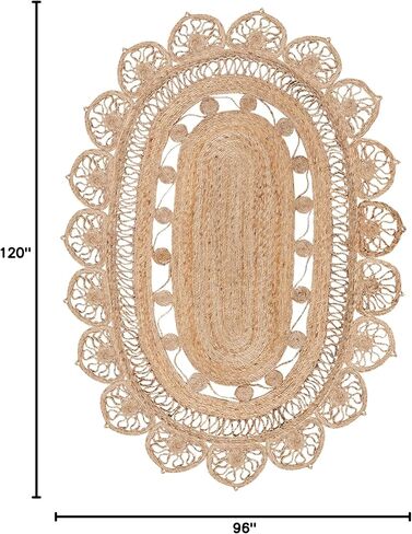 SAFAVIEH Natural Fiber Round Collection 3' x 5' Oval Natural NFB251A Handmade Boho Country Charm Jute Area Rug in Saudi Arabia
