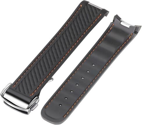 Watch Band Compatible with Omega Seamaster 300 AT150 Aqua Terra 8900 Curved End Steel Buckle, Soft Silicone Rubber Replacement Wrist Strap for Omega Seamaster Series Watch Straps in Saudi Arabia