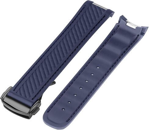 Watch Band Compatible with Omega Seamaster 300 AT150 Aqua Terra 8900 Curved End Steel Buckle, Soft Silicone Rubber Replacement Wrist Strap for Omega Seamaster Series Watch Straps in Saudi Arabia