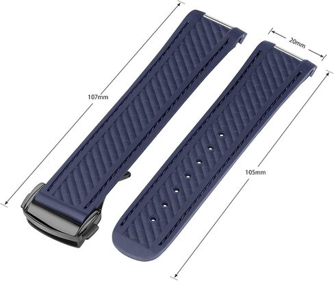 Watch Band Compatible with Omega Seamaster 300 AT150 Aqua Terra 8900 Curved End Steel Buckle, Soft Silicone Rubber Replacement Wrist Strap for Omega Seamaster Series Watch Straps in Saudi Arabia
