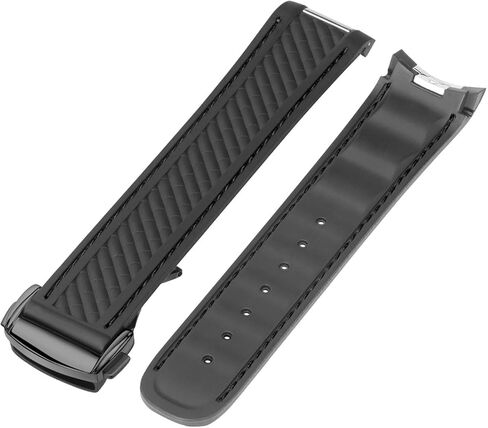 Watch Band Compatible with Omega Seamaster 300 AT150 Aqua Terra 8900 Curved End Steel Buckle, Soft Silicone Rubber Replacement Wrist Strap for Omega Seamaster Series Watch Straps in Kuwait
