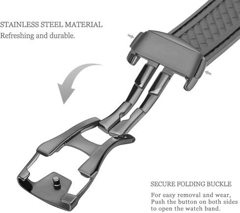 Watch Band Compatible with Omega Seamaster 300 AT150 Aqua Terra 8900 Curved End Steel Buckle, Soft Silicone Rubber Replacement Wrist Strap for Omega Seamaster Series Watch Straps in Kuwait