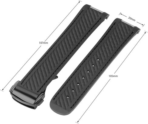 Watch Band Compatible with Omega Seamaster 300 AT150 Aqua Terra 8900 Curved End Steel Buckle, Soft Silicone Rubber Replacement Wrist Strap for Omega Seamaster Series Watch Straps in Kuwait
