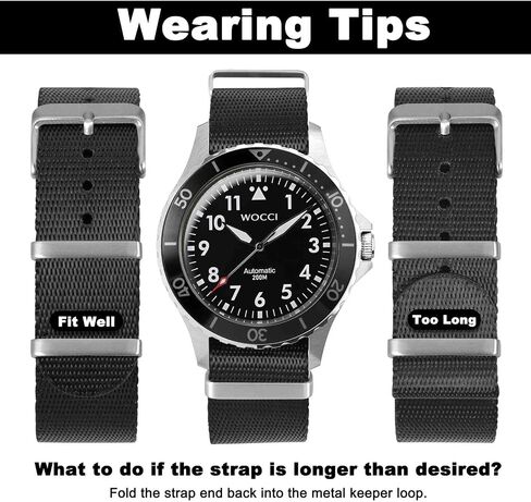 WOCCI 18mm Military Nylon Watch Band, One-piece Nylon Strap for Men and Women, Black Buckle (Black) in Saudi Arabia