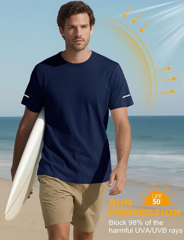 MAGCOMSEN Dry Fit Shirts for Men Sun Protection Athletic Short Sleeve Shirt Workout Gym Fishing Swim Rash Guard in Saudi Arabia