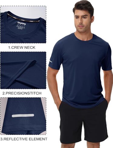 MAGCOMSEN Dry Fit Shirts for Men Sun Protection Athletic Short Sleeve Shirt Workout Gym Fishing Swim Rash Guard in Saudi Arabia