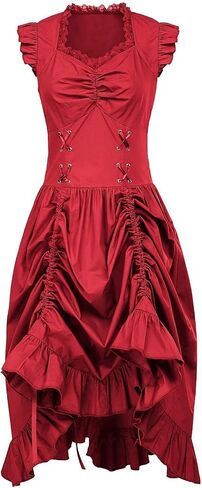 Corset Dress for Women Irregular Ruffles Sleeveless Stylish Gothic Dresses Renaissance Sleeveless Lace up Dress in Saudi Arabia