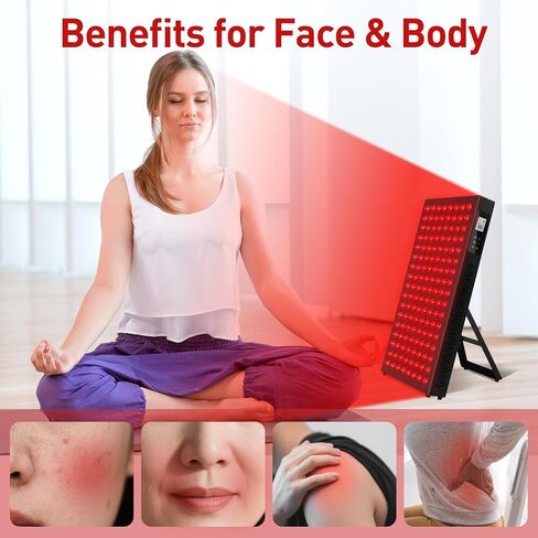 Red Light Therapy,Dual Chip Clinical Grade LED Device with LCD Display Timer Near-Infrared Light 630nm 660nm 810nm 830nm 850nm,Ideal for Face,Body,Pain Relief,Skin Health (Black, 60) in Saudi Arabia