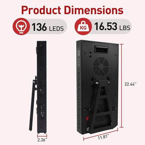 Red Light Therapy,Dual Chip Clinical Grade LED Device with LCD Display Timer Near-Infrared Light 630nm 660nm 810nm 830nm 850nm,Ideal for Face,Body,Pain Relief,Skin Health (Black, 60) in Saudi Arabia