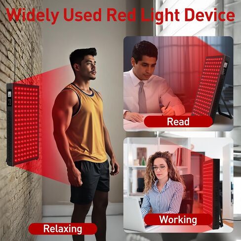Red Light Therapy,Dual Chip Clinical Grade LED Device with LCD Display Timer Near-Infrared Light 630nm 660nm 810nm 830nm 850nm,Ideal for Face,Body,Pain Relief,Skin Health (Black, 60) in Saudi Arabia