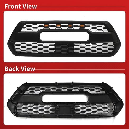 الشبكة الأمامية المتوافقة مع 2016-2023 Tacoma SR/SR5/TRD Off-Road/TRD Models ، Grille Grille ABS Honeycomb Grill مع مصابيح LED ومع غطاء مستشعر TSS ، أسود غير لامع in Kuwait