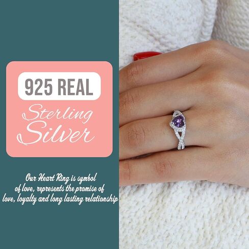Zirconia Zirconia Infinity Heart Promise Ring Sternling Silver (يأتي في in Kuwait
