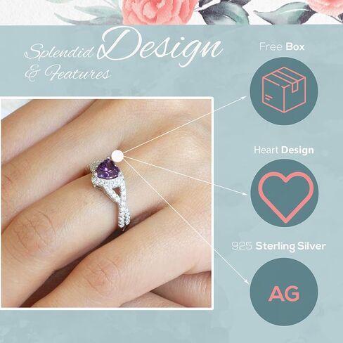 Zirconia Zirconia Infinity Heart Promise Ring Sternling Silver (يأتي في in Kuwait