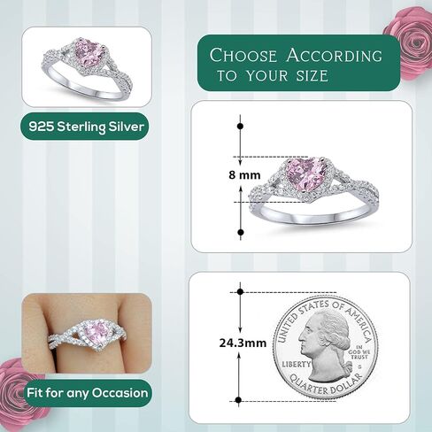 Zirconia Zirconia Infinity Heart Promise Ring Sternling Silver (يأتي في in Kuwait
