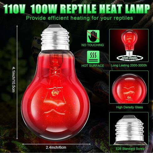 8 Pcs 100w Reptile Night Heat Lamp Bulb Simulate Natural Moonlight Basking Spot Light Purple Reptile Heating Basking Light Bulbs for Snake, Turtle, Bearded Dragon, Amphibian, Chicken in Saudi Arabia