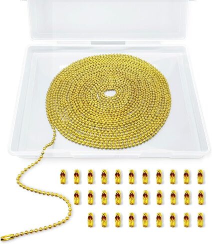 33 Feet Ball Chain Necklace, 2.4mm Ball Bead Chain with 30 Pieces Connectors Clasps,Stainless Steel Ball Chain for Dog Tag, Ceiling Fan Pull Chain Extender, Jewelry Making Kit, DIY Crafts (Silver) in Saudi Arabia
