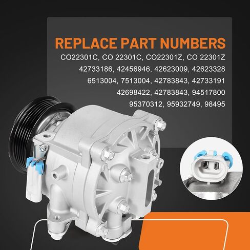 CO22301C Universal A/C ضاغط A/C مع نوبات القابض لعام 2013-2021 Buick Encore All Engine ، 2020-2021 ENCORE GX 1.2L/1.3L ، 2013-2020 CHEVROLET SONIC in Saudi Arabia