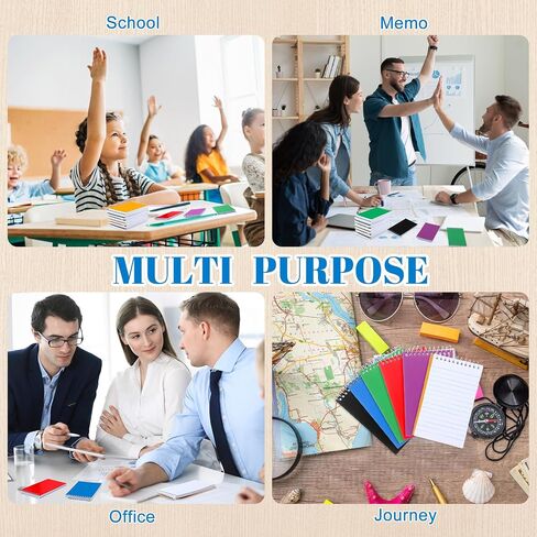 50 Pcs Small Pocket Notebook 3 x 5 Inch Mini Memo Note Pads Small College Ruled Paper Book for School Office Home Supplies, 75 Sheets/Pad, 5 Assorted Colors (Rainbow) in Kuwait