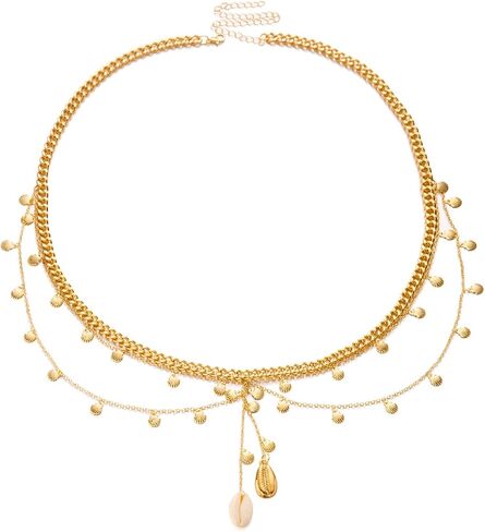 Shell Starfish Waist Chain for Women, Beach Wedding Body Jewelry, Boho Adjustable Belly Chain, Gold Plated Starfish Belly Jewelry, Summer Party Vacation Accessories in Saudi Arabia