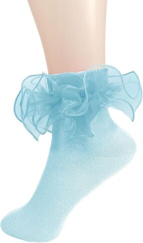 Big Ruffle Ankle Socks Woman Cotton Adult Double Lace Turn Cuff Sock for Women Cute Frilly Dress Socks in Saudi Arabia