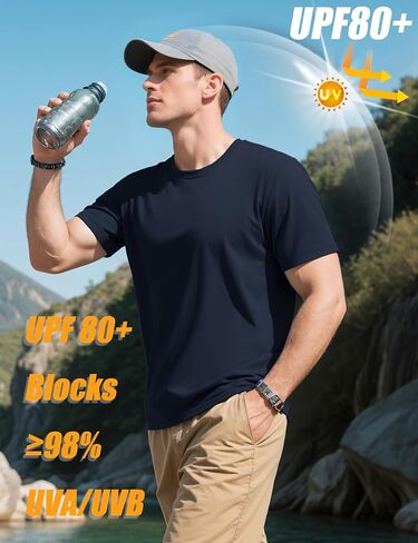 Magcomsen Mens Therts Short Sereve Upf 80+ حماية من أشعة الشمس رطبة خفيفة الوزن فتي in Saudi Arabia