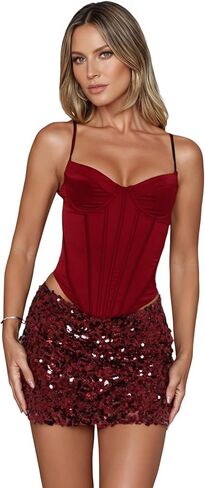 RARITYUS Women's Shiny Sequin Mini Skirt Glitter Low Waist Pencil Skirts Bodycon Short Skirt for Concert Dance Festival in Saudi Arabia