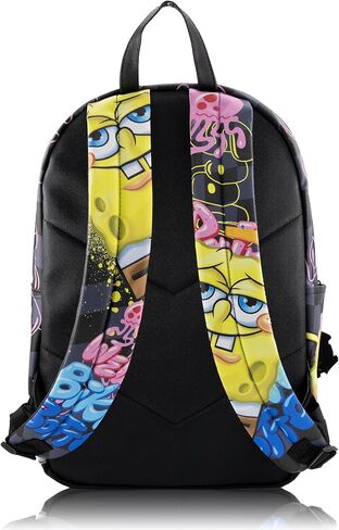 حقيبة ظهر SPONGEBOB Squarepants للمراهقين مع علامة الأمتعة المطاط | 2 قطعة سبونجبوب حقيبة ظهر للبنين ، البنات ، للجنسين | حقيبة ظهر مدرسة سبونجبوب وضروايا السفر in Saudi Arabia