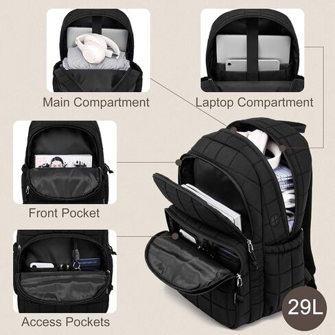 Laptop Backpack for Women College Travel,Quilted Daypack Bookbag for School Teen Girls Mochilas Mujer,Beige in Kuwait