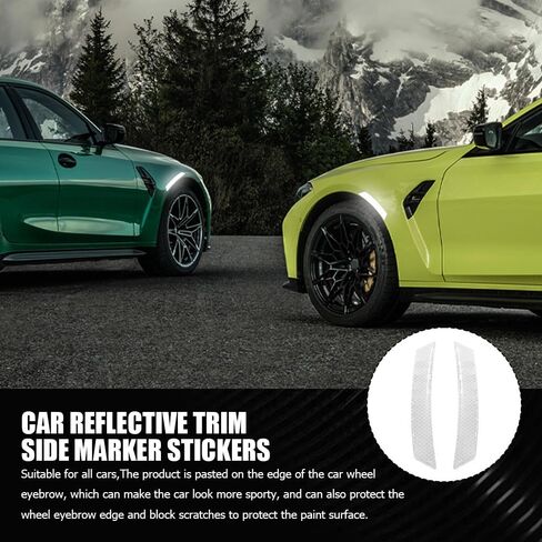 4PCS Car Reflective Trim Side Marker Stickers, Side Reflectors for Car, Anti-Collision Automatic Bumper Fender Stickers, Auto Exterior Accessories Reflector Guard Fit Cars (Green, 4PCS) in Saudi Arabia