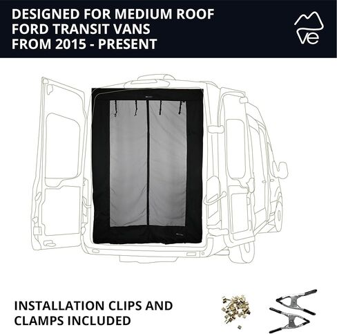 VanEssential Rear Door Full MESH Bug Screen Designed for Ford Transit Medium ROOF ONLY Vans - Zipper Closure in Kuwait