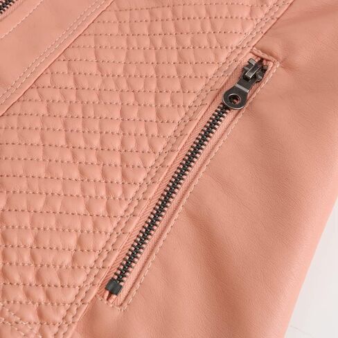 Women's Fashion Faux Leather Jackets Lightweight Solid Color Outwear Zip Up Casual Moto Biker Slim Spring Fall Coat in Saudi Arabia