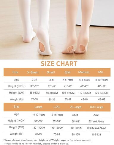 Girls Tights Ballet Dance Tights Students Ultra Soft Pro Convertible Transition Tights for Kids/Women/Toddler in Kuwait