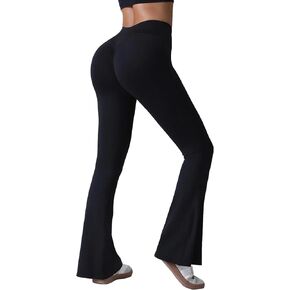 Women's Flare Leggings High Waisted Yoga Pants-Tummy Control Bottom Leggings in Kuwait