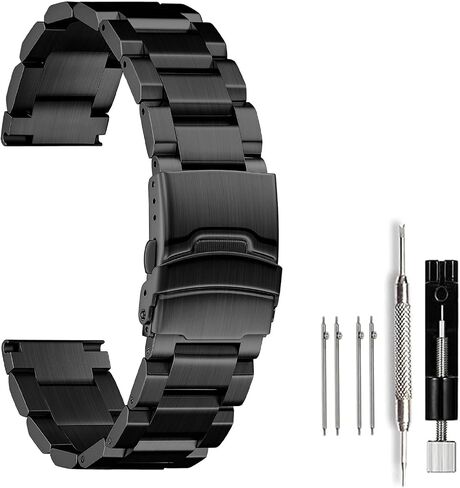 Nelumbo Watchband Classic Stainless Steel Brushed Metal Watch Strap for Women Men Watch Replacement Band Double Buckle 18mm 19mm 20mm 22mm 24mm in Saudi Arabia